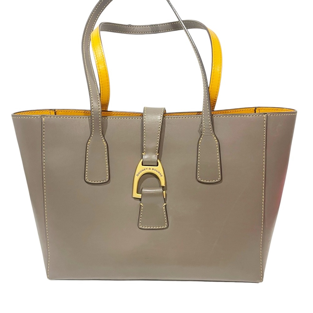 Dooney & Bourke Leather Small Shannon Tote Grey Leather Gold Hardware